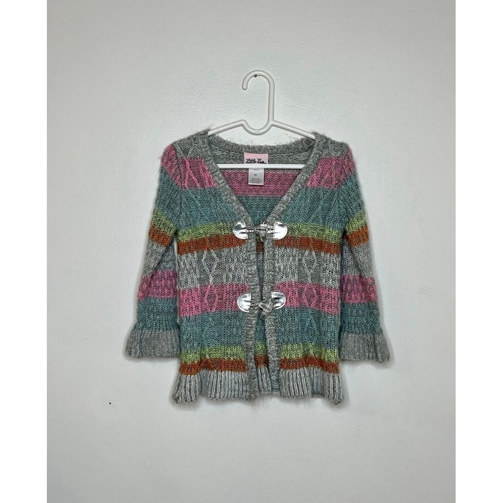 Little Lass Rainbow‎ Striped Toggle Sweater